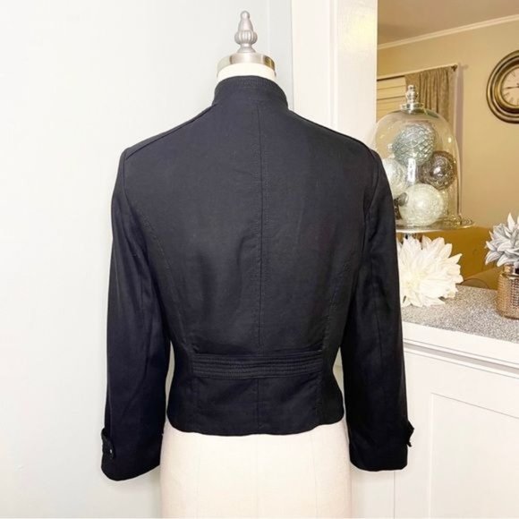 White House Black Market Cropped Linen Blazer Jacket 8 Medium - Picture 7 of 11